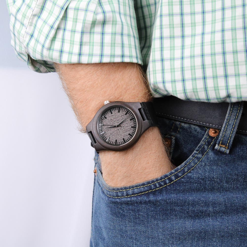 Father's Day Gift for Dad, My Hero, Engraved Wooden Watch
