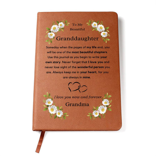 Granddaughter Leather Journal - Teen Girl Present for Graduation, Confirmation, Christmas or Sweet 16 Keepsake, off to College Gift for Her