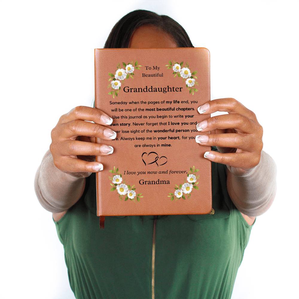 Granddaughter Leather Journal - Teen Girl Present for Graduation, Confirmation, Christmas or Sweet 16 Keepsake, off to College Gift for Her