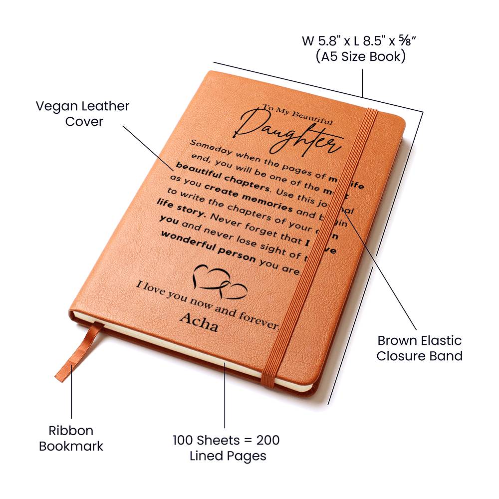 Daughter journal w/custom text from Acha