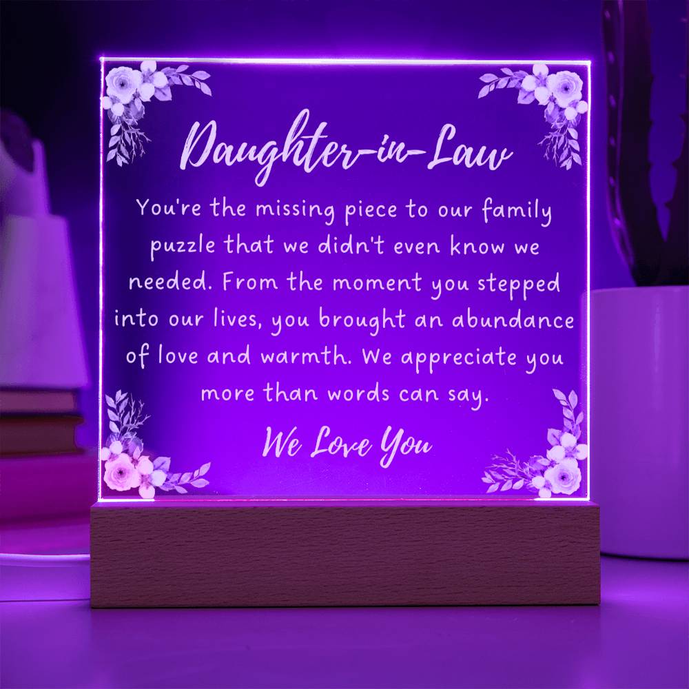 Daughter-in-Law Gift, You're the Missing Piece to Our Family