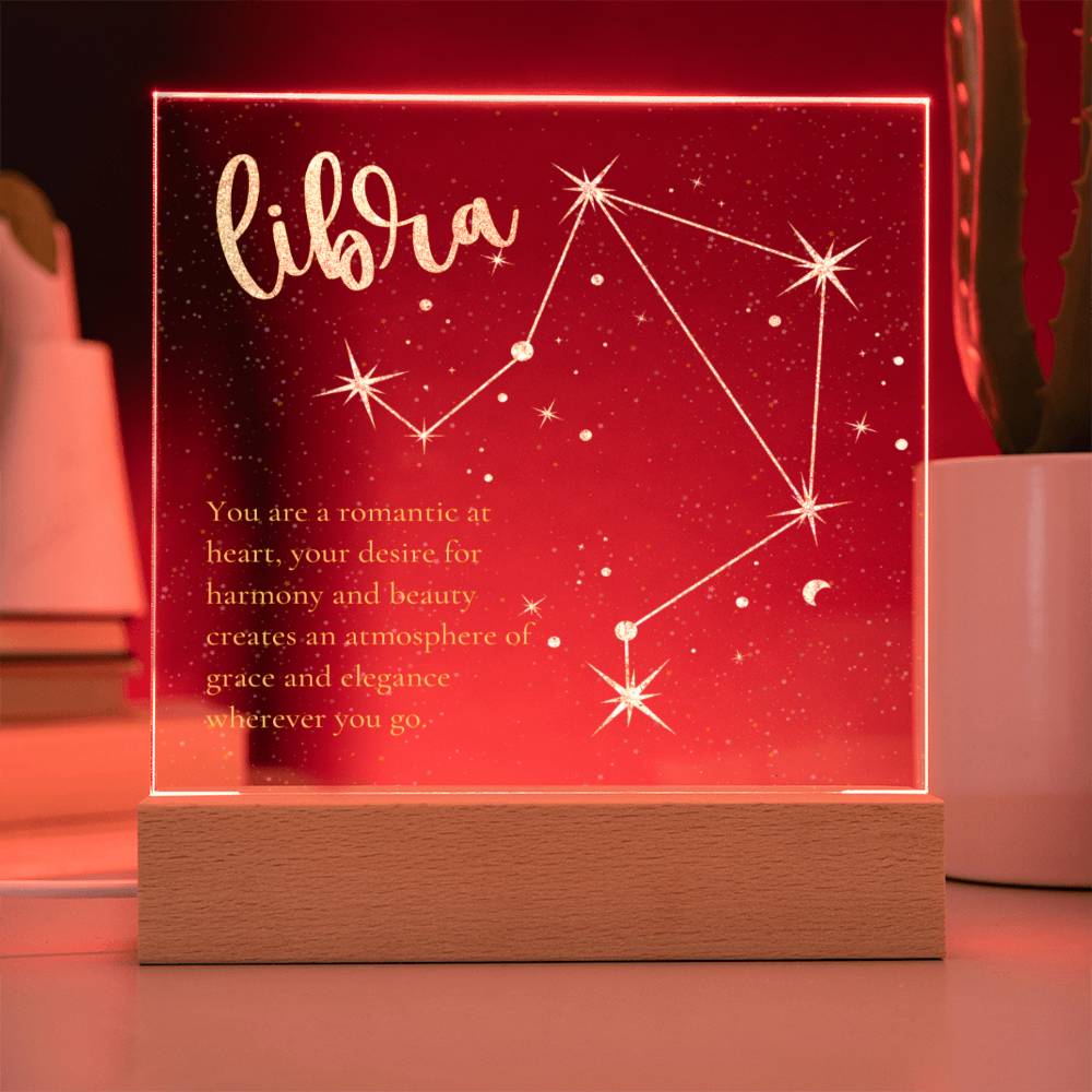 Libra Acrylic LED Night Light, Zodiac Sign Home Decor