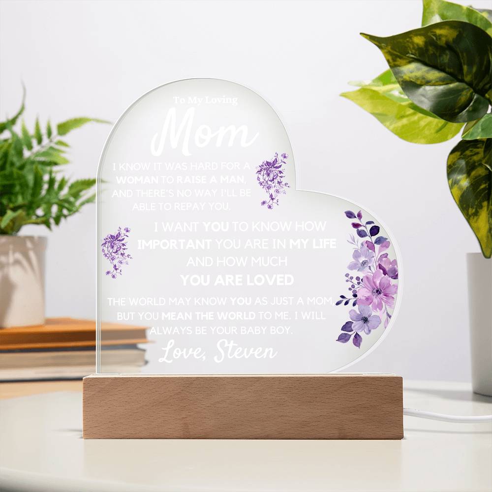 To Mom from Son, Personalized Acrylic Art Display