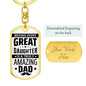 Amazing Dad from Daughter - Graphic Dog Tag Keychain | Father's Day Gift | Birthday Present for Dad | Stocking Stuffer