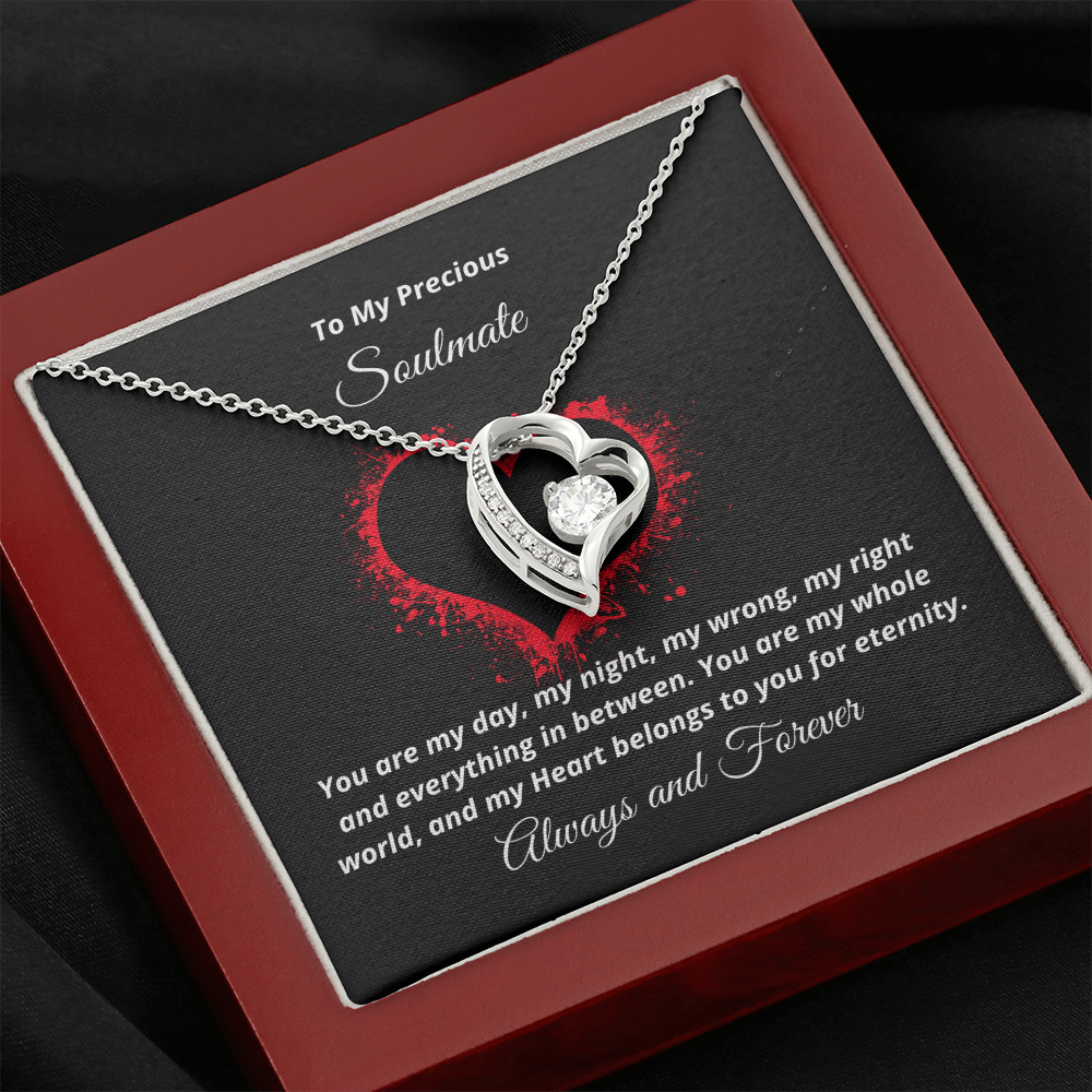 To My Precious Soulmate, My Heart belongs to You - Forever Love necklace blk