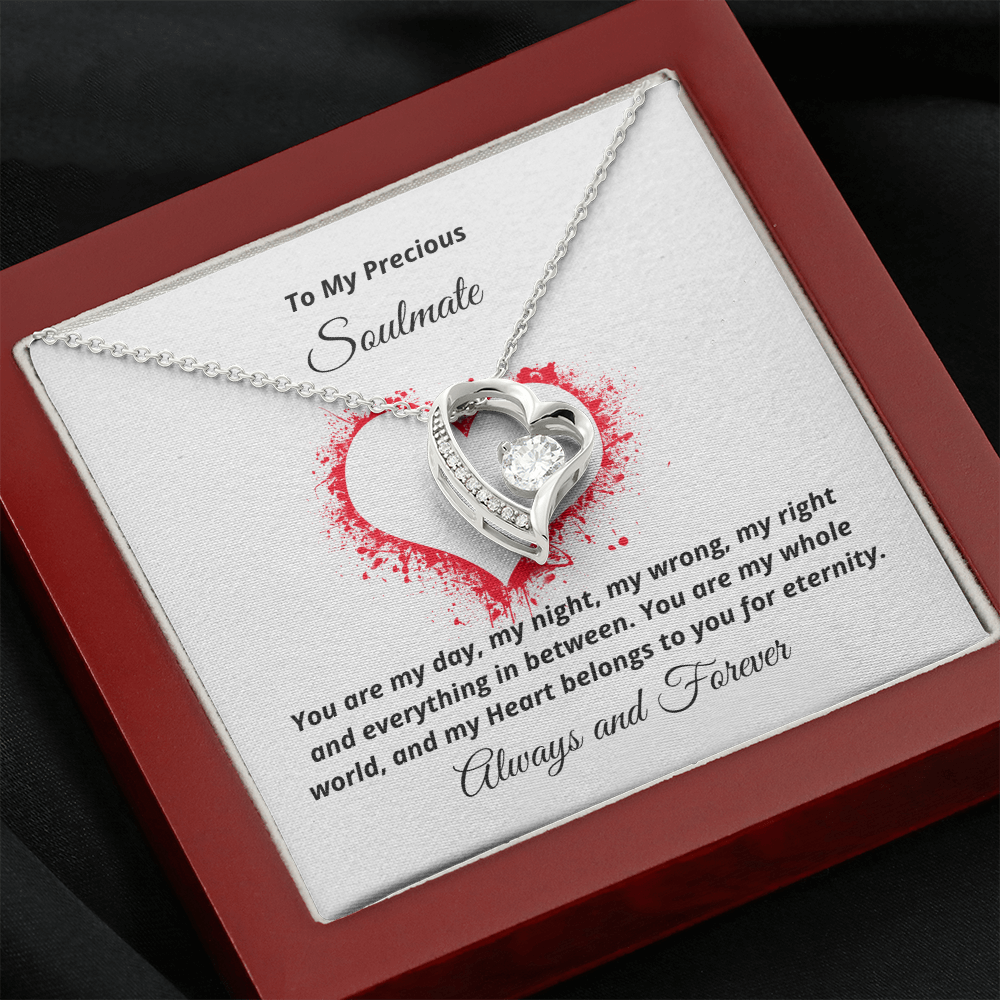To My Precious Soulmate, My Heart belongs to You - Forever Love necklace wht