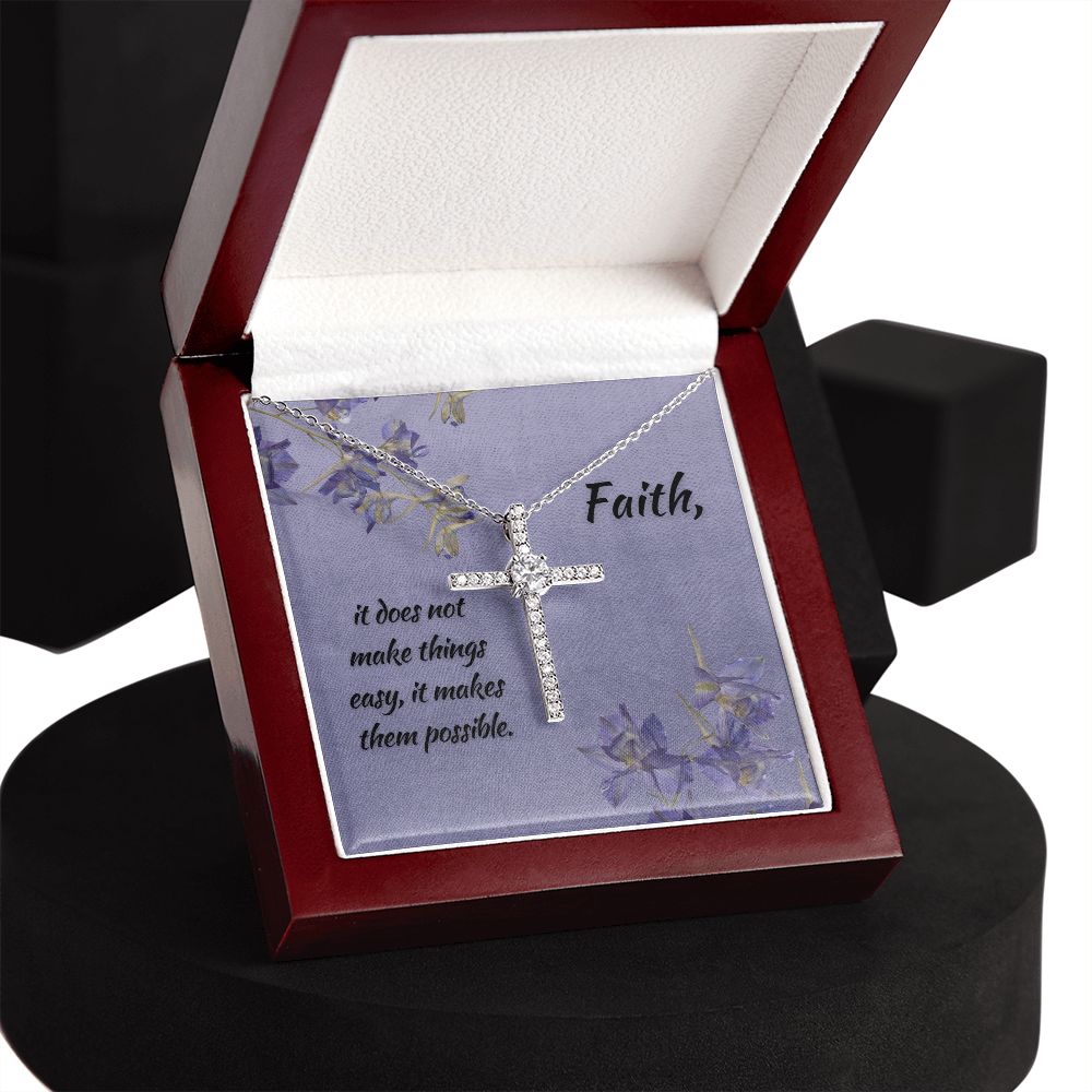 CZ Cross Necklace - Faith Makes Things Possible