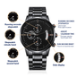 Engraved Black Chronograph Men's Watch-Your custom message! Husband, Father, Boyfriend, Son, Brother, Grandson, Grandfather, Groomsmen, Anniversary