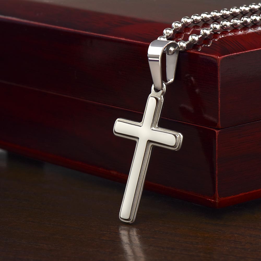 Boyfriend Gift, Stainless Steel Cross w/Ball Chain