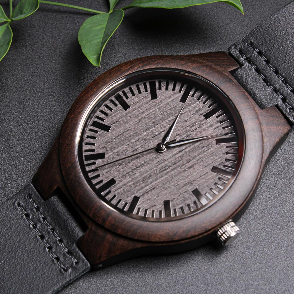 My Man, I Love You - Engraved Wooden Watch with One-of-a-Kind unique woodgrain pattern