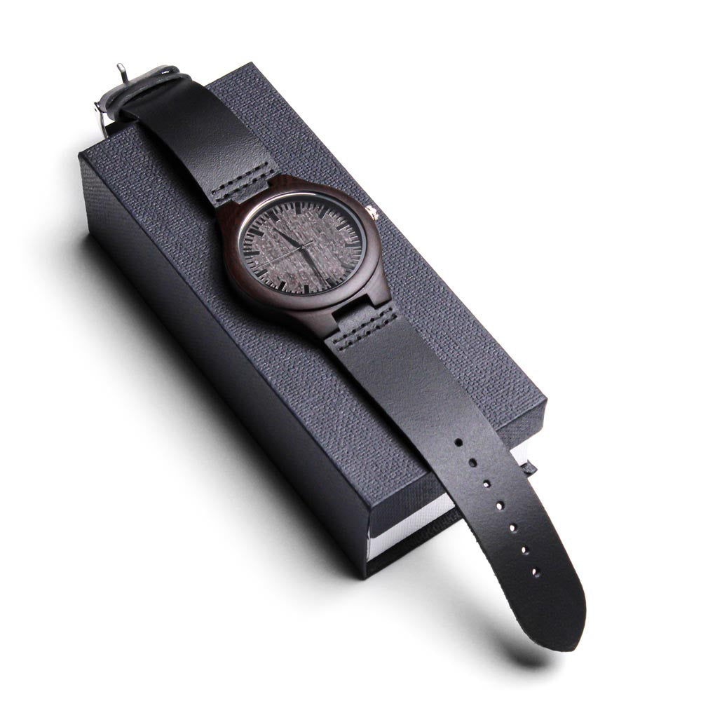 My Man, I Love You - Engraved Wooden Watch with One-of-a-Kind unique woodgrain pattern