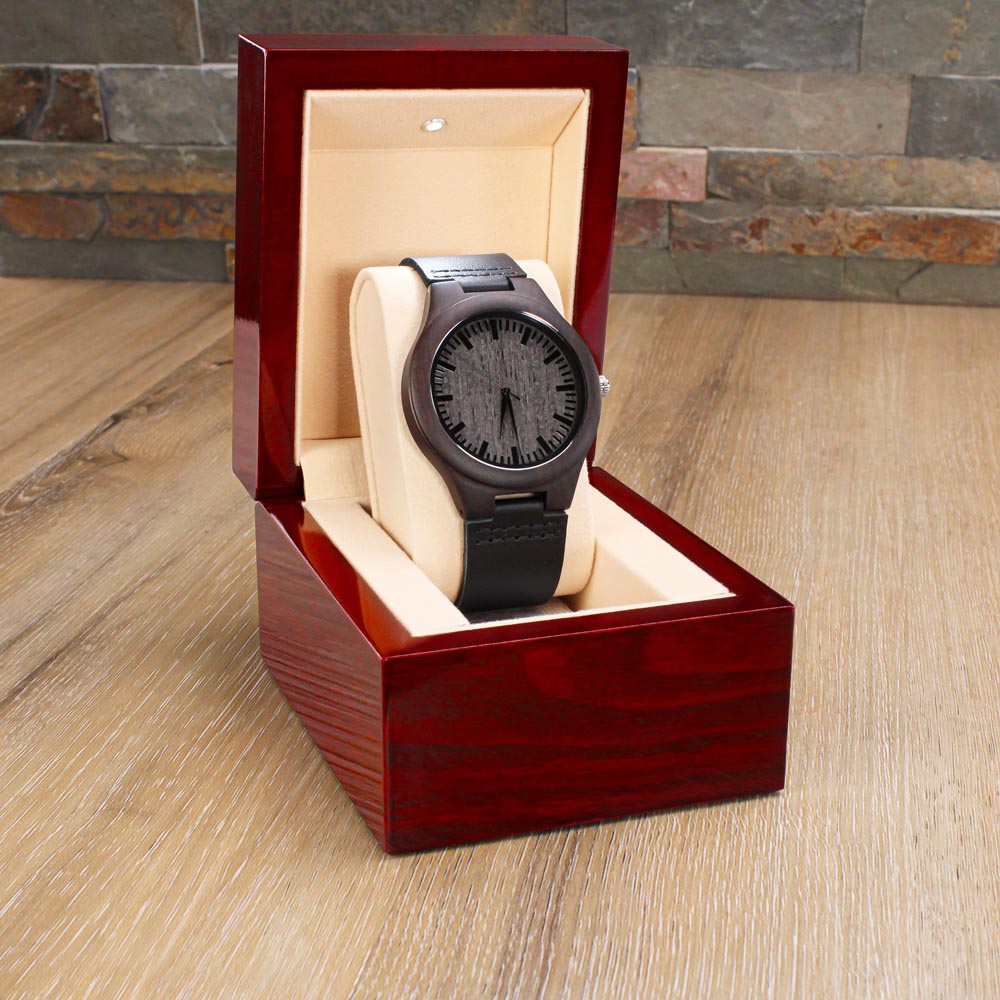 My Man, I Love You - Engraved Wooden Watch with One-of-a-Kind unique woodgrain pattern