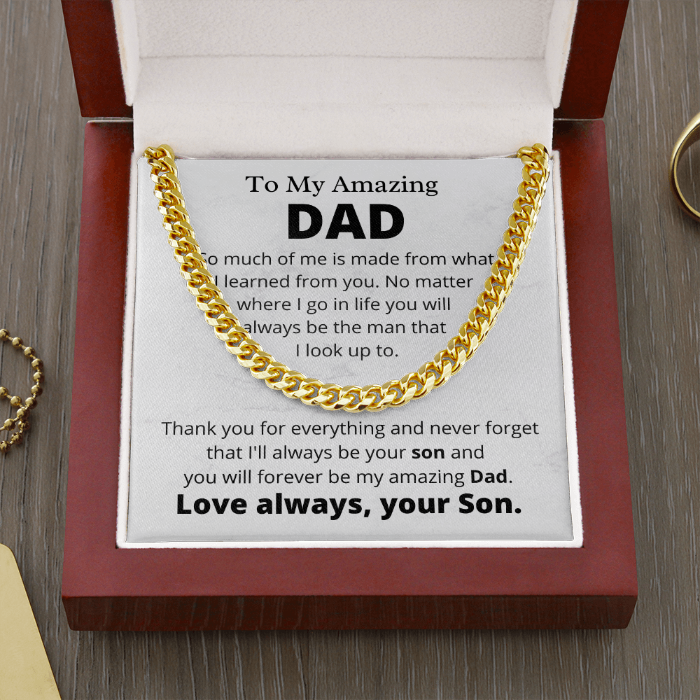 Amazing Dad from Son, So Much of Me - Cuban Link Chain Necklace | Father's Day Gift from Son | Birthday Present for Dad | Thank You Dad from Son, hgs007