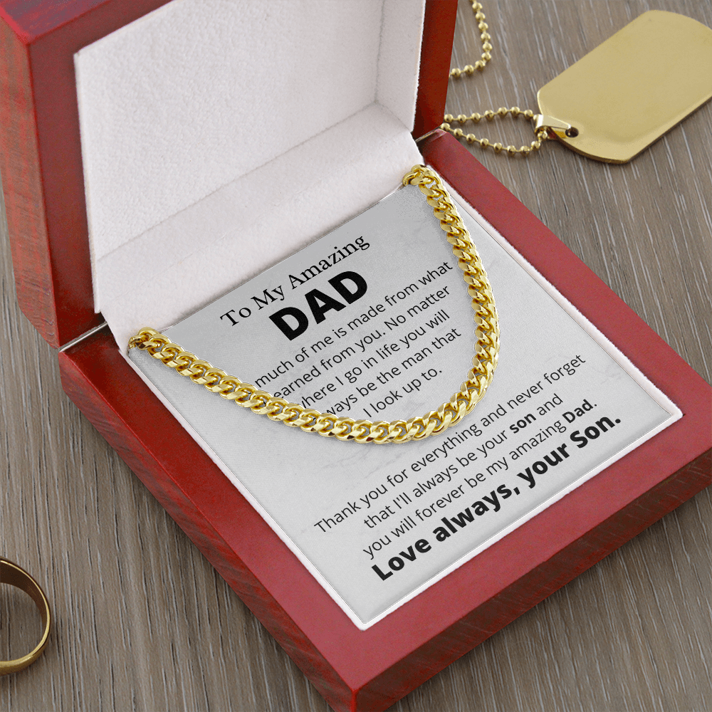 Amazing Dad from Son, So Much of Me - Cuban Link Chain Necklace | Father's Day Gift from Son | Birthday Present for Dad | Thank You Dad from Son, hgs007