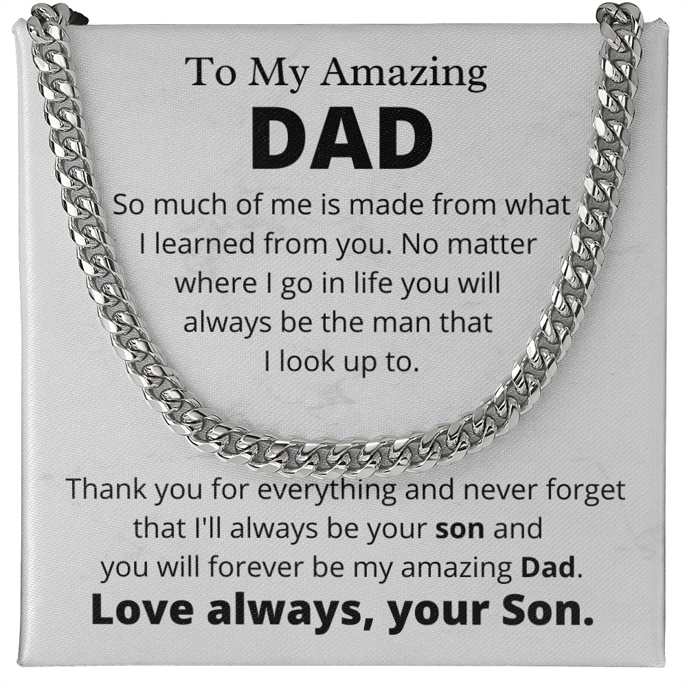 Amazing Dad from Son, So Much of Me - Cuban Link Chain Necklace | Father's Day Gift from Son | Birthday Present for Dad | Thank You Dad from Son, hgs007