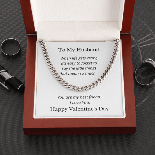 To My Husband, You are my best friend - Link Chain necklace wht