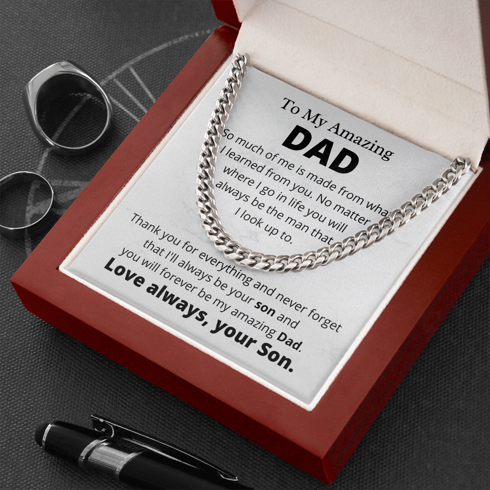 Amazing Dad from Son, So Much of Me - Cuban Link Chain Necklace | Father's Day Gift from Son | Birthday Present for Dad | Thank You Dad from Son, hgs007