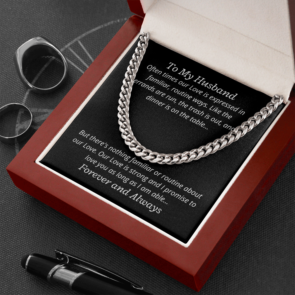 To My Husband, Our Love is strong - Link Chain necklace blk