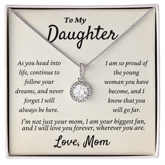 Daughter from Mom - Eternal Hope Necklace | Graduation | Engagement | Moving Out | New Home | Birthday Gift for Daughter, hgs005
