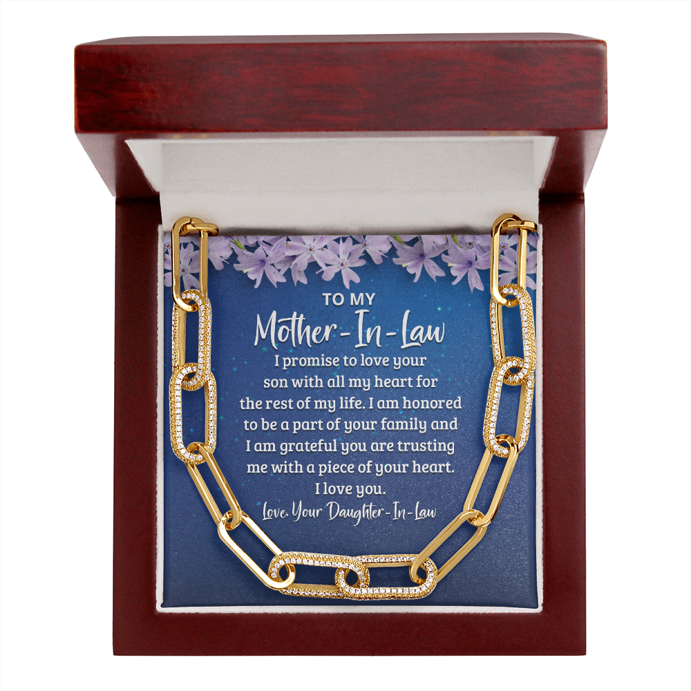 Mother-In-Law, I promise to love your Son with all my heart - Forever Linked Paperclip Necklace