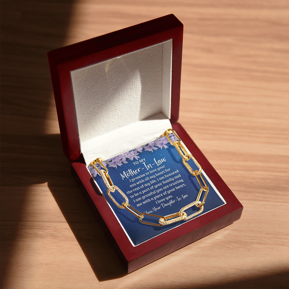 Mother-In-Law, I promise to love your Son with all my heart - Forever Linked Paperclip Necklace