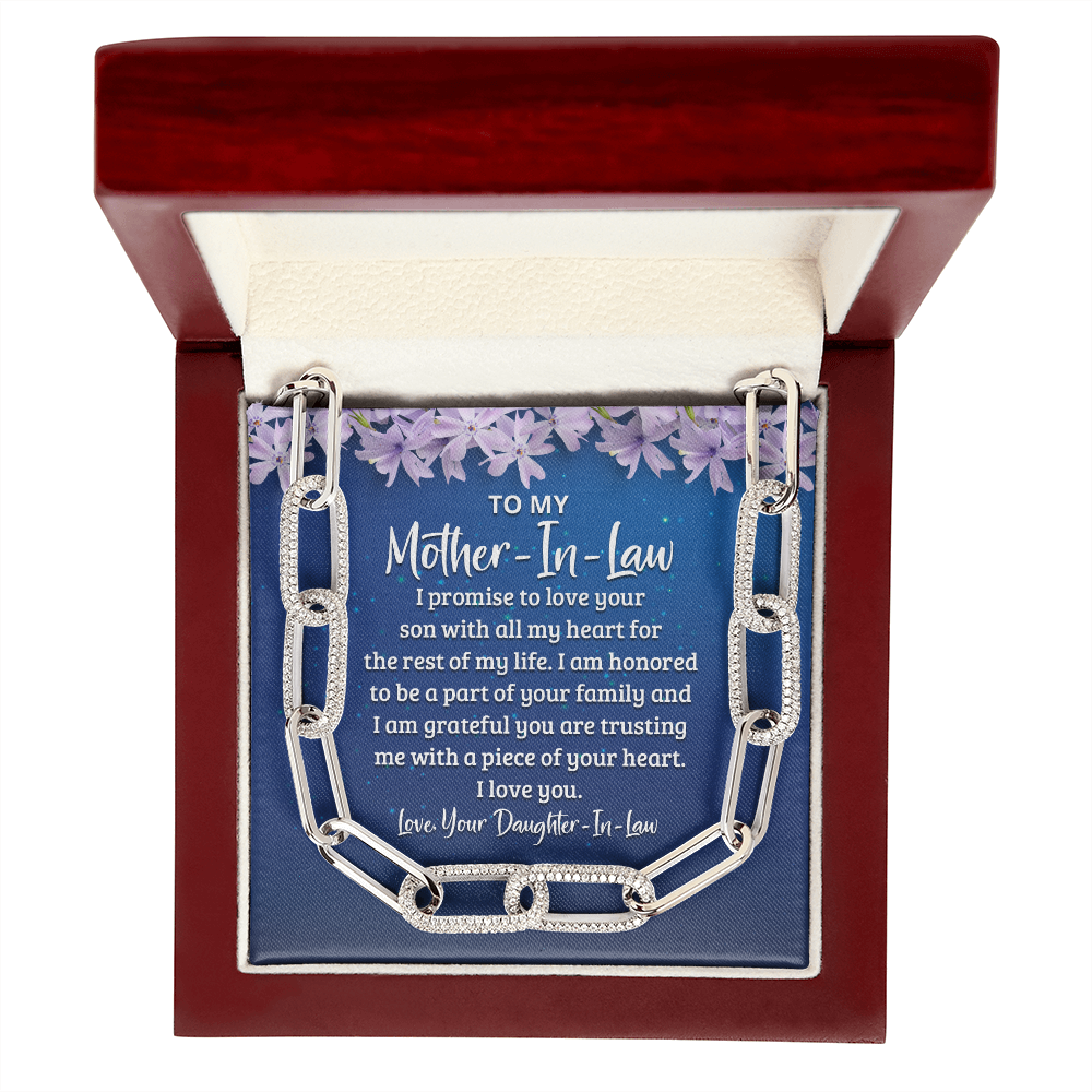 Mother-In-Law, I promise to love your Son with all my heart - Forever Linked Paperclip Necklace