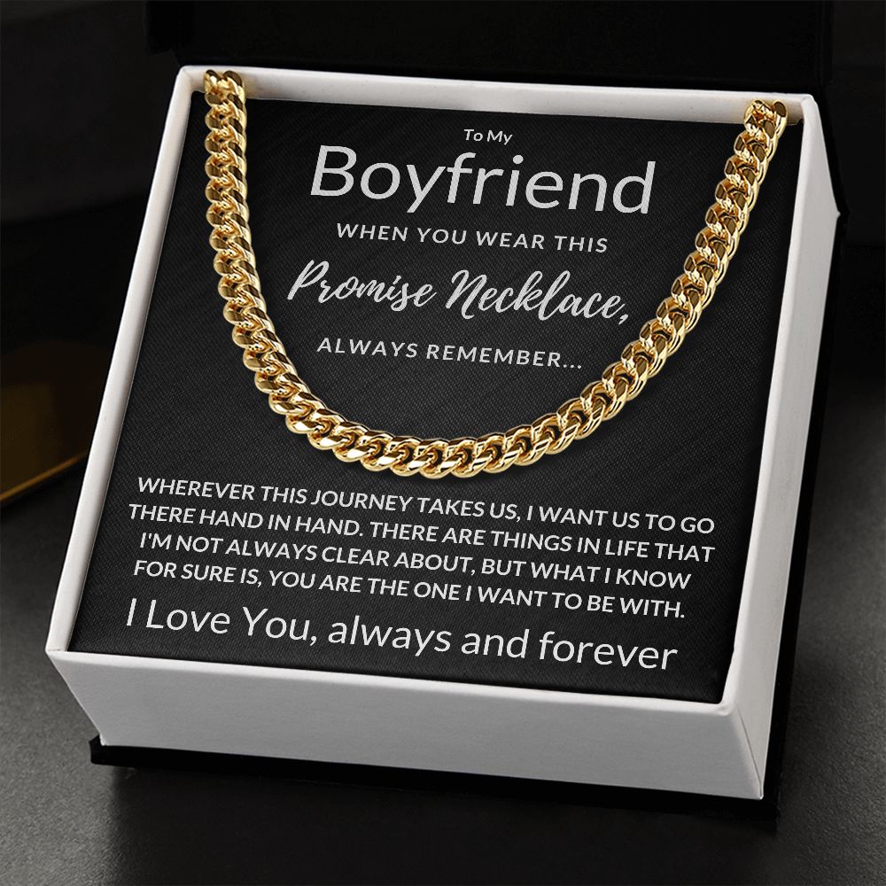 Boyfriend Gift, Always Remember - Cuban Link Chain, 14k Gold Finish Necklace