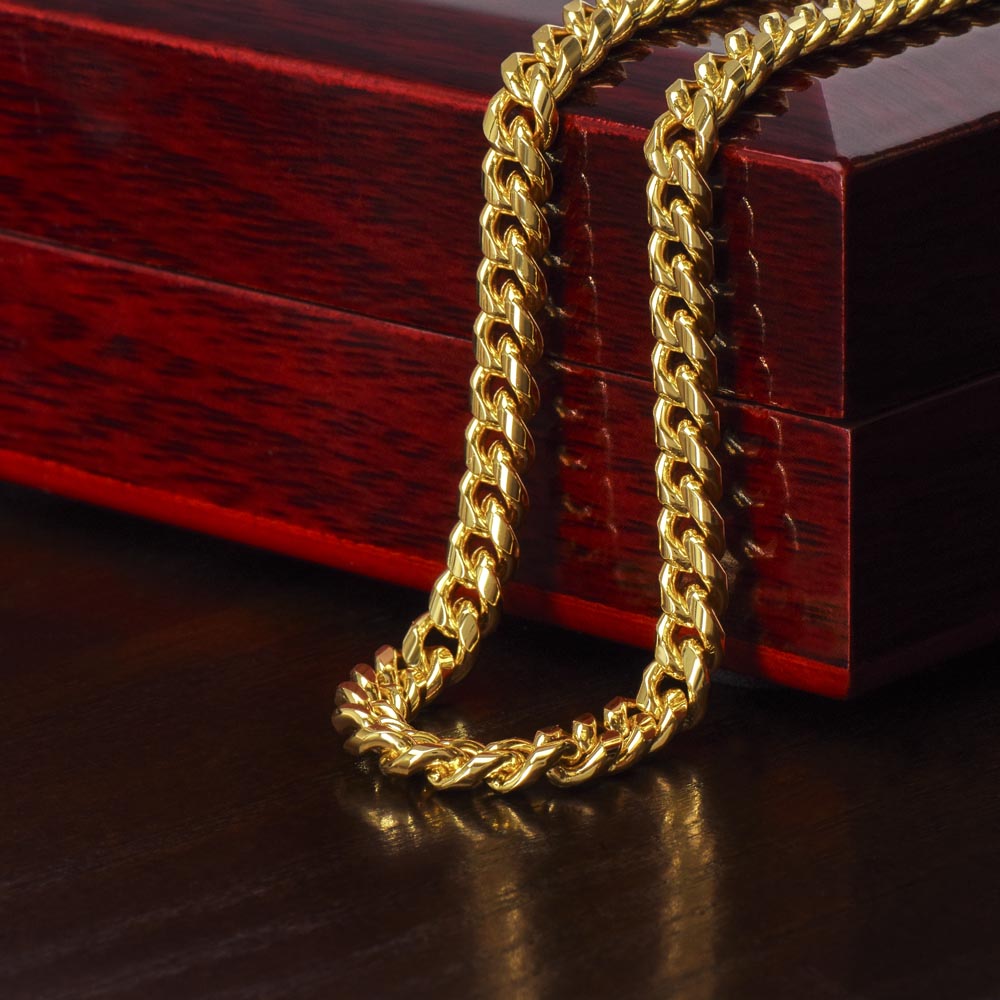 Boyfriend Gift, Always Remember - Cuban Link Chain, 14k Gold Finish Necklace