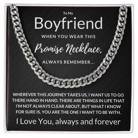Boyfriend Gift, Always Remember - Cuban Link Chain, Polished Stainless Steel Necklace