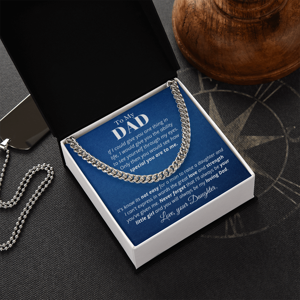 To Dad from Daughter, if I could - Cuban Link Chain, Father's Day gift from Daughter | Dad Birthday Present, hgs019.1