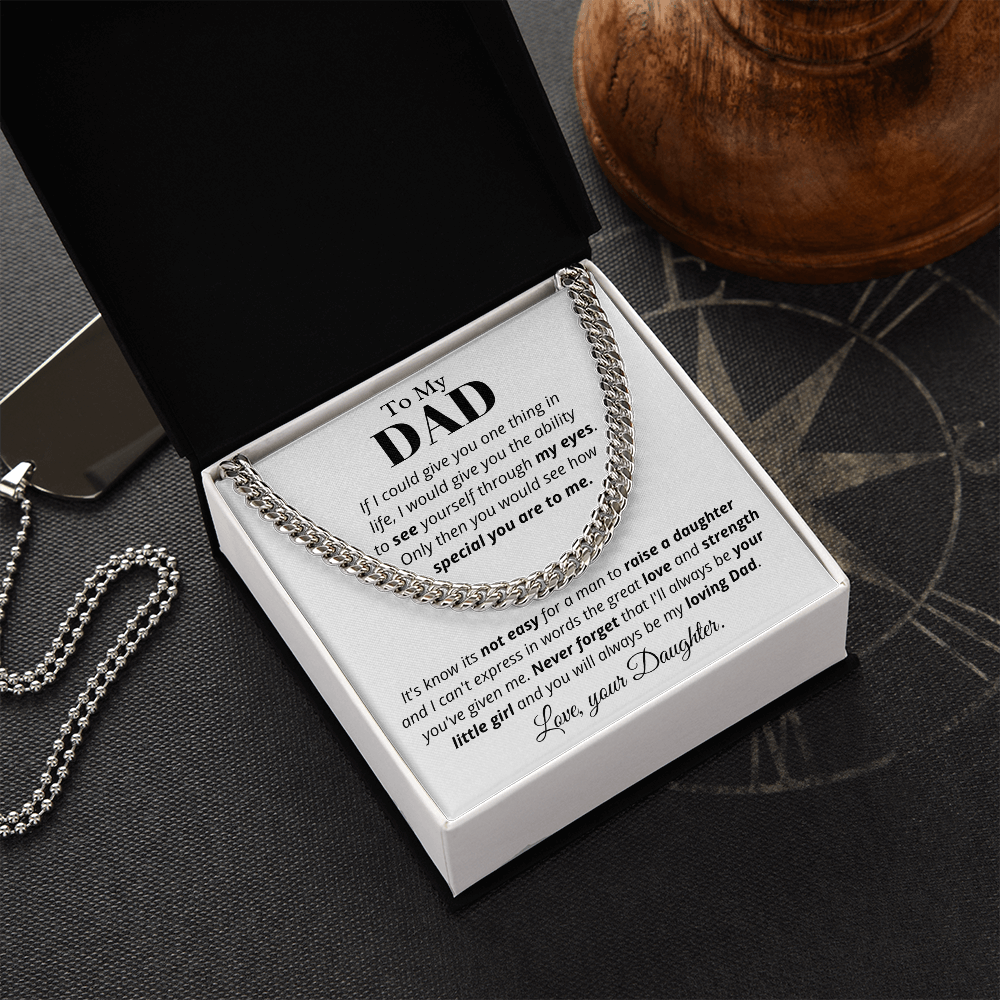 To Dad from Daughter, if I could - Cuban Link Chain, Father's Day gift from Daughter | Dad Birthday Present, hgs019.3