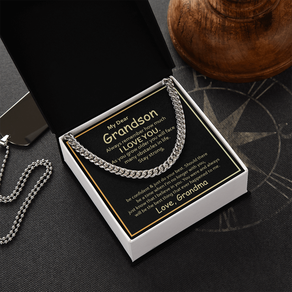 My Dear Grandson, Always remember - Cuban Link Chain, hgs030