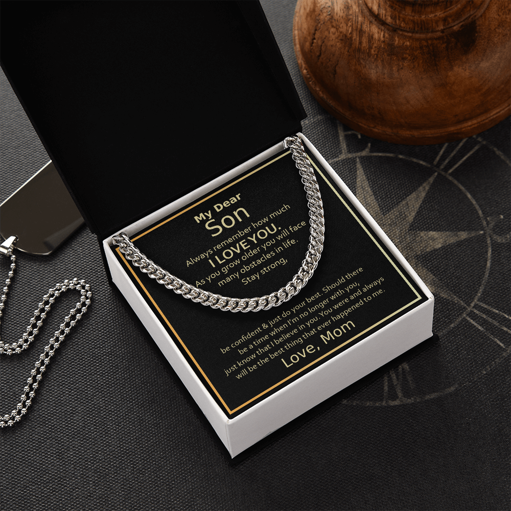 My Dear Son, Always remember, Mom - Cuban Link Chain, hgs033