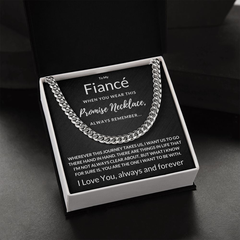Fiancé Gift, Always Remember - Cuban Link Chain, blk