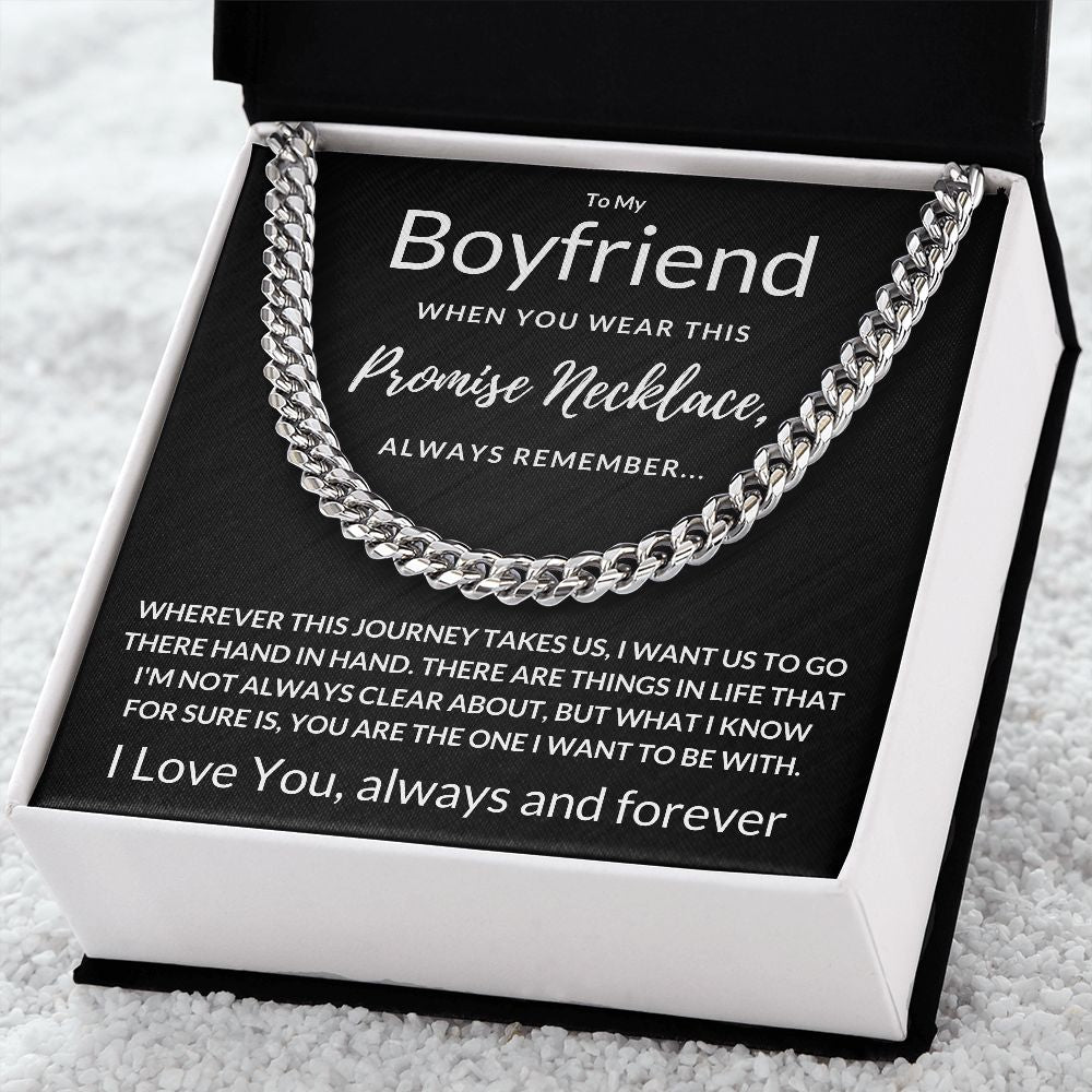 Boyfriend Gift, Always Remember - Cuban Link Chain, Polished Stainless Steel Necklace