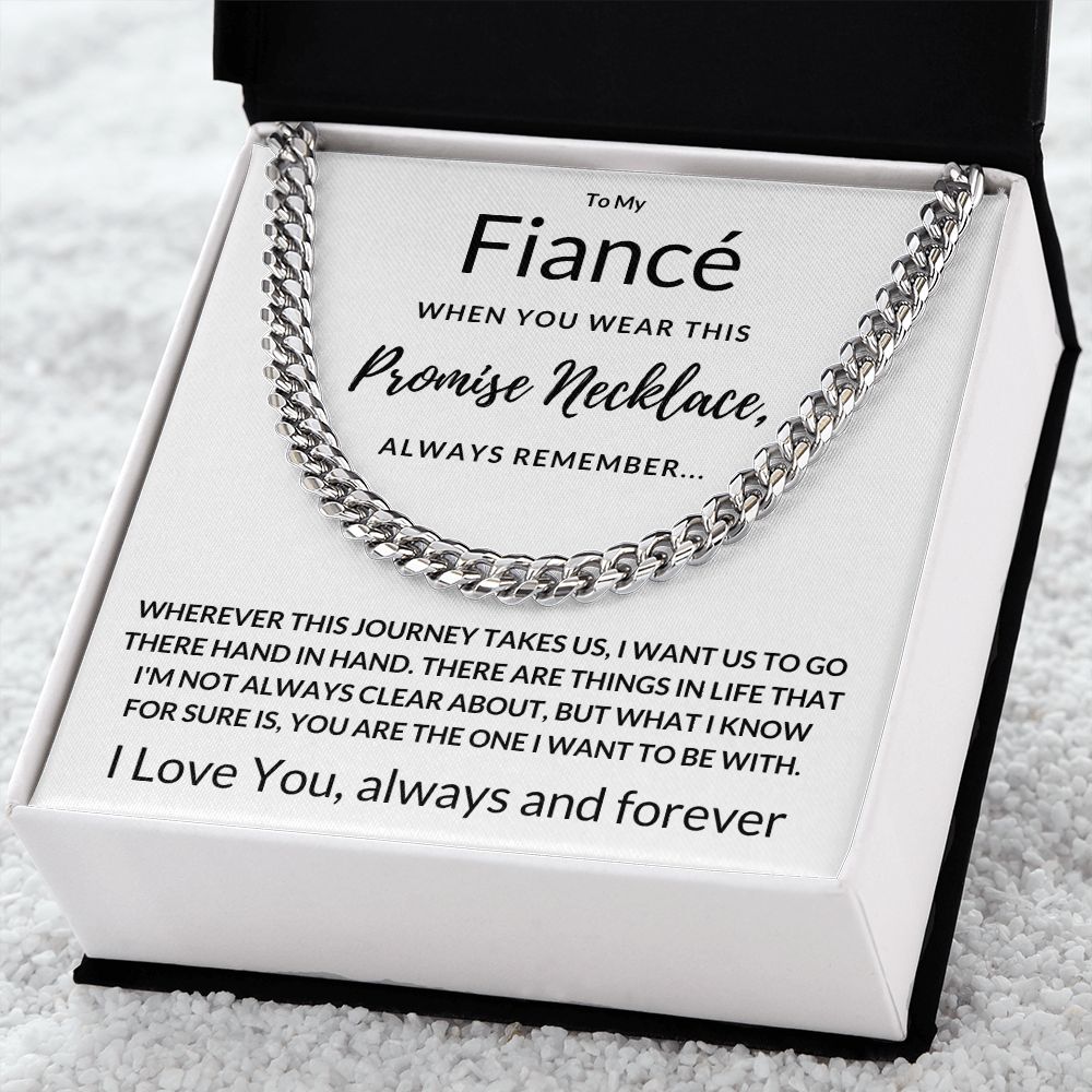 Fiancé Gift, Always Remember - Cuban Link Chain, wht