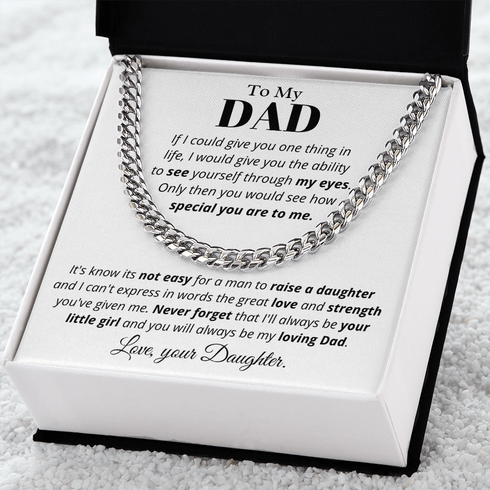 To Dad from Daughter, if I could - Cuban Link Chain, Father's Day gift from Daughter | Dad Birthday Present, hgs019.3