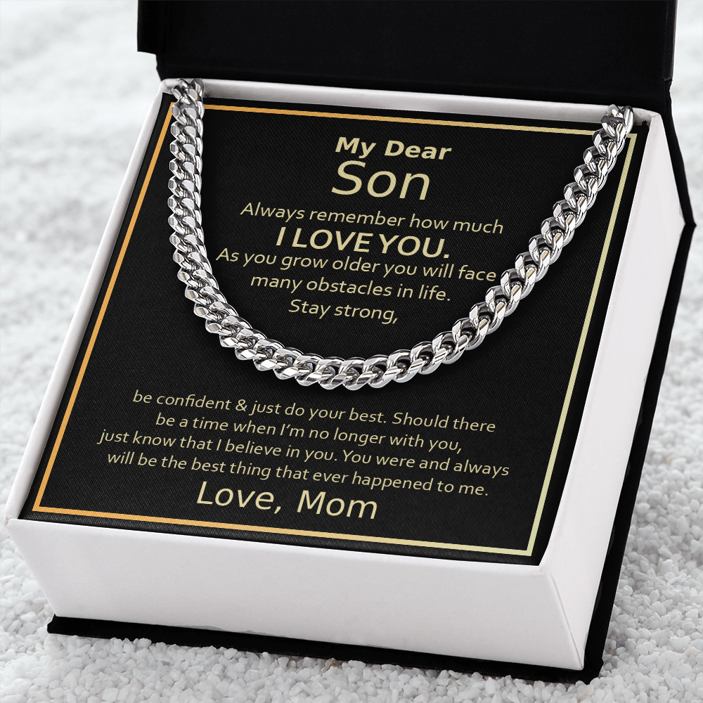 My Dear Son, Always remember, Mom - Cuban Link Chain, hgs033