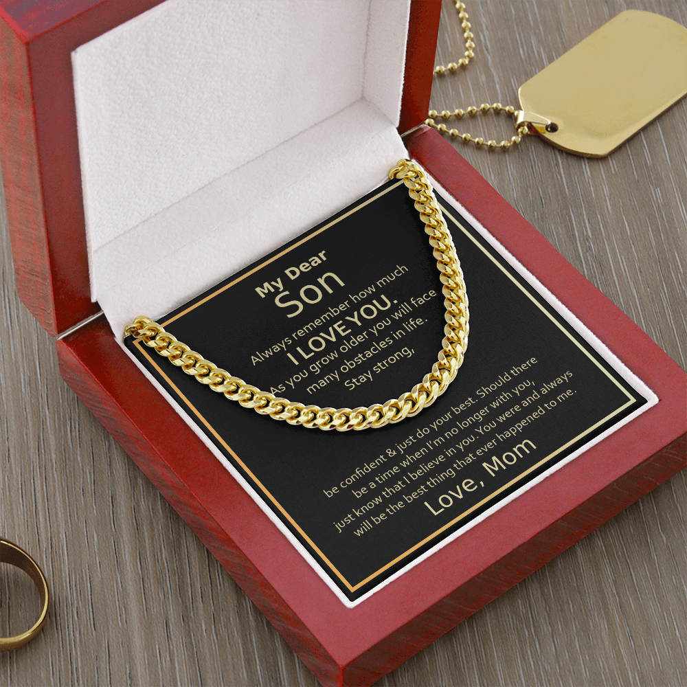 My Dear Son, Always remember, Mom - Cuban Link Chain, hgs033