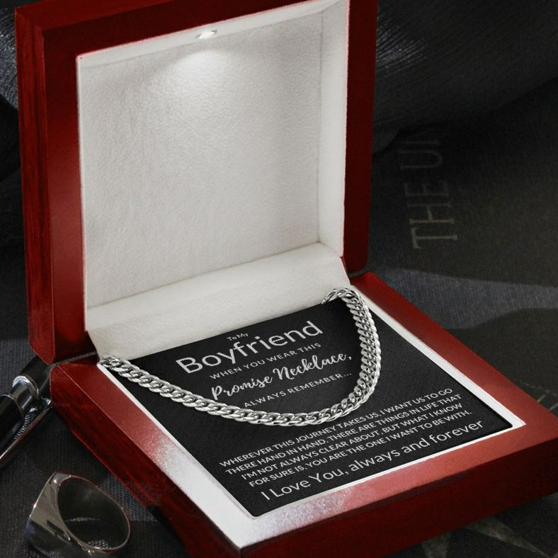 Boyfriend Gift, Always Remember - Cuban Link Chain, Polished Stainless Steel Necklace
