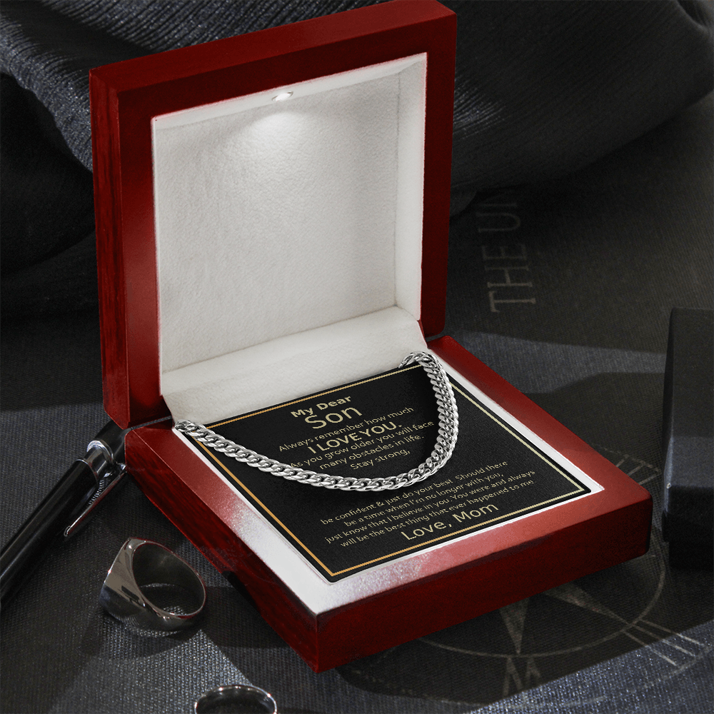 My Dear Son, Always remember, Mom - Cuban Link Chain, hgs033