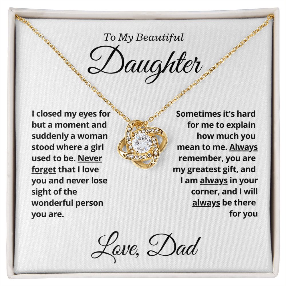 Daughter from Dad, I closed my eyes - Love Knot Necklace, hgs037
