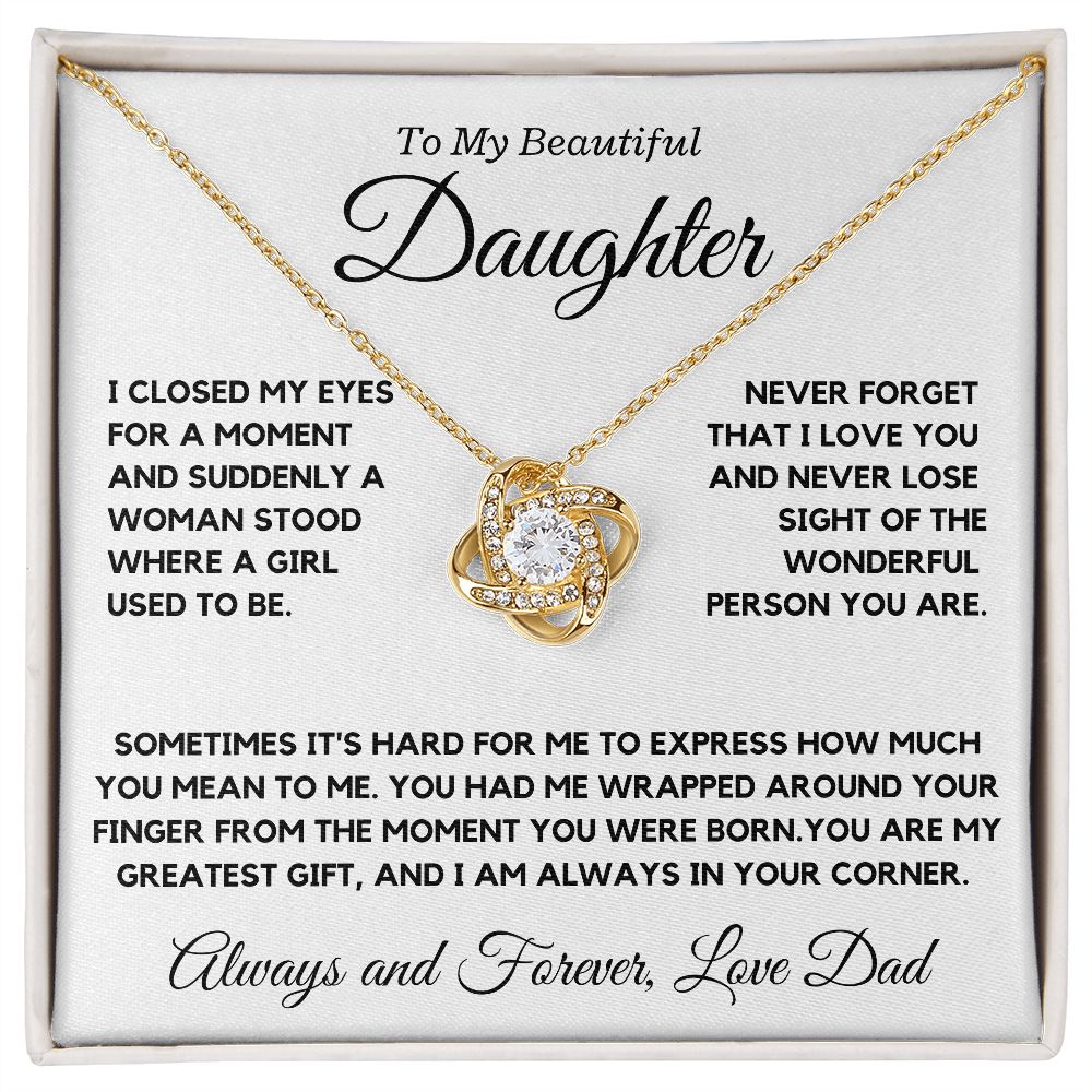 My Daughter, wrapped around your finger, love Dad - Love Knot Necklace, hgs037.2