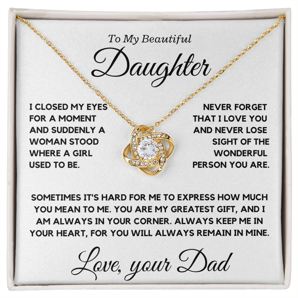 Daughter from Dad, I closed my eyes - Love Knot Necklace, hgs037.1