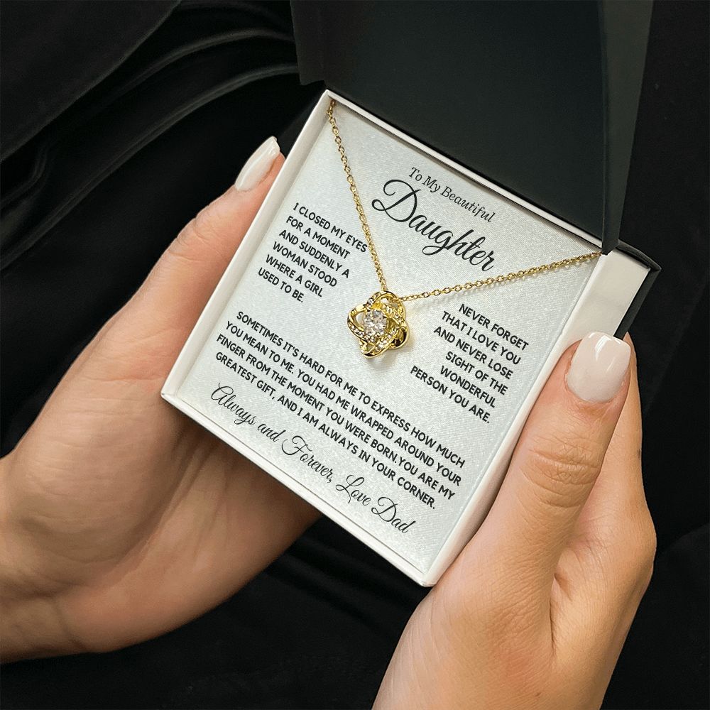 My Daughter, wrapped around your finger, love Dad - Love Knot Necklace, hgs037.2
