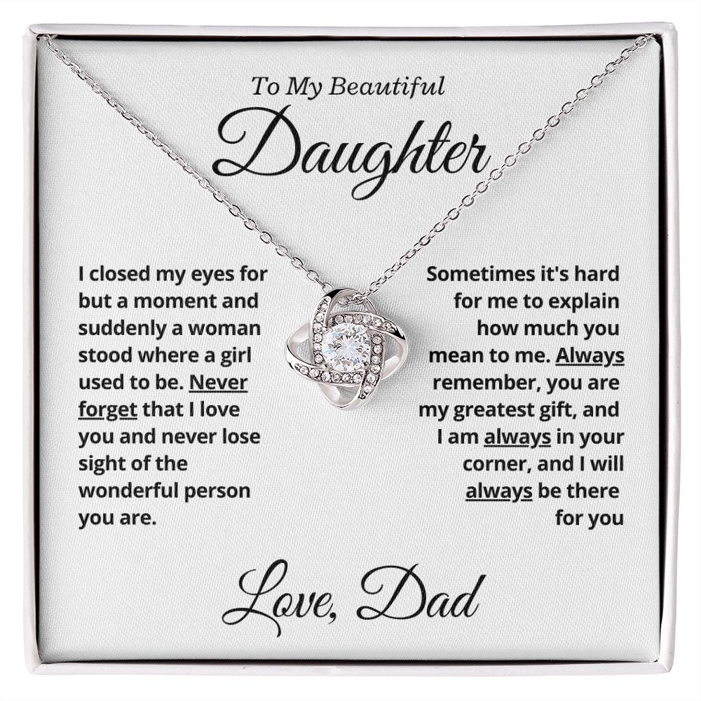 Daughter from Dad, I closed my eyes - Love Knot Necklace, hgs037