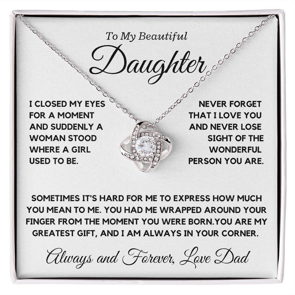 My Daughter, wrapped around your finger, love Dad - Love Knot Necklace, hgs037.2