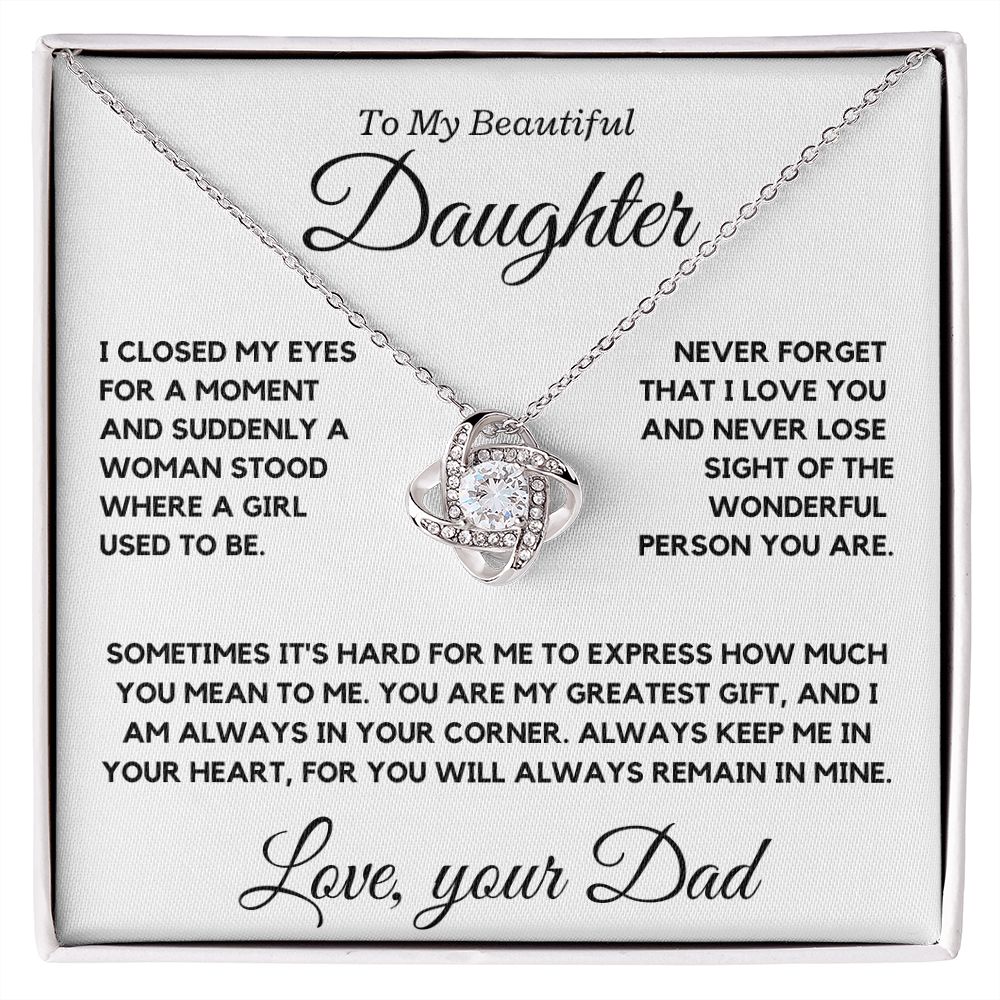 Daughter from Dad, I closed my eyes - Love Knot Necklace, hgs037.1