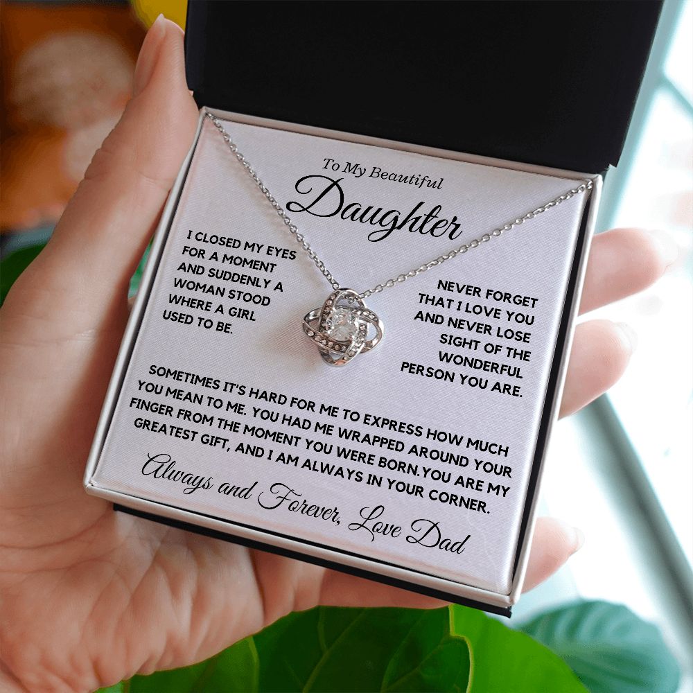 My Daughter, wrapped around your finger, love Dad - Love Knot Necklace, hgs037.2