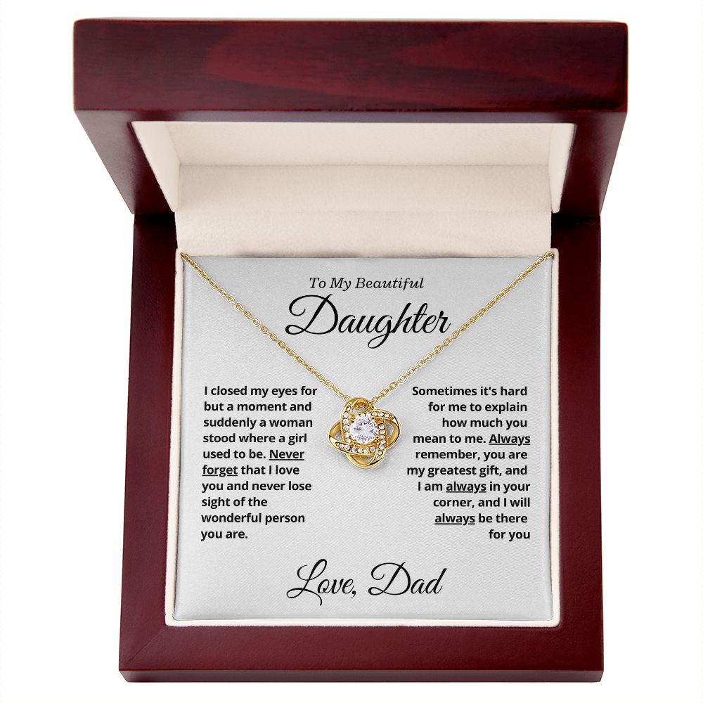Daughter from Dad, I closed my eyes - Love Knot Necklace, hgs037